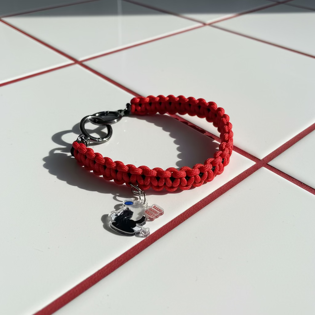 スマホストラップ【レッド】赤いタイル