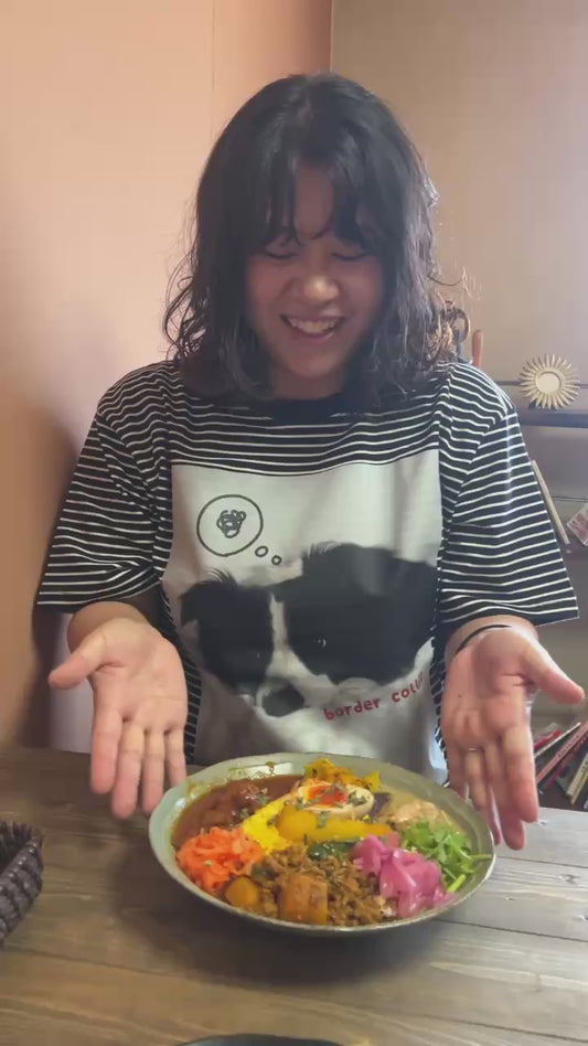 【フォトボーダーTシャツ】まどろみボーダーコリー